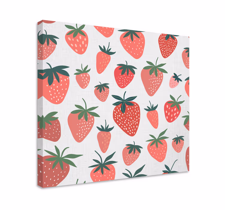 Leinwandbild Obst Handgeschriebene rote erdbeeren auf weiß - TenStickers