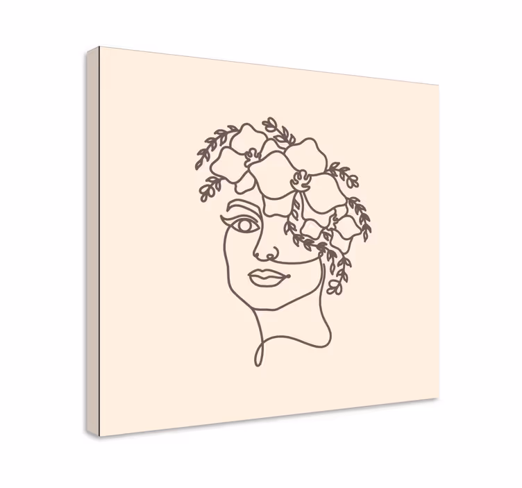 Leinwandbild Blume Silhouette minimalistische süße frau - TenStickers