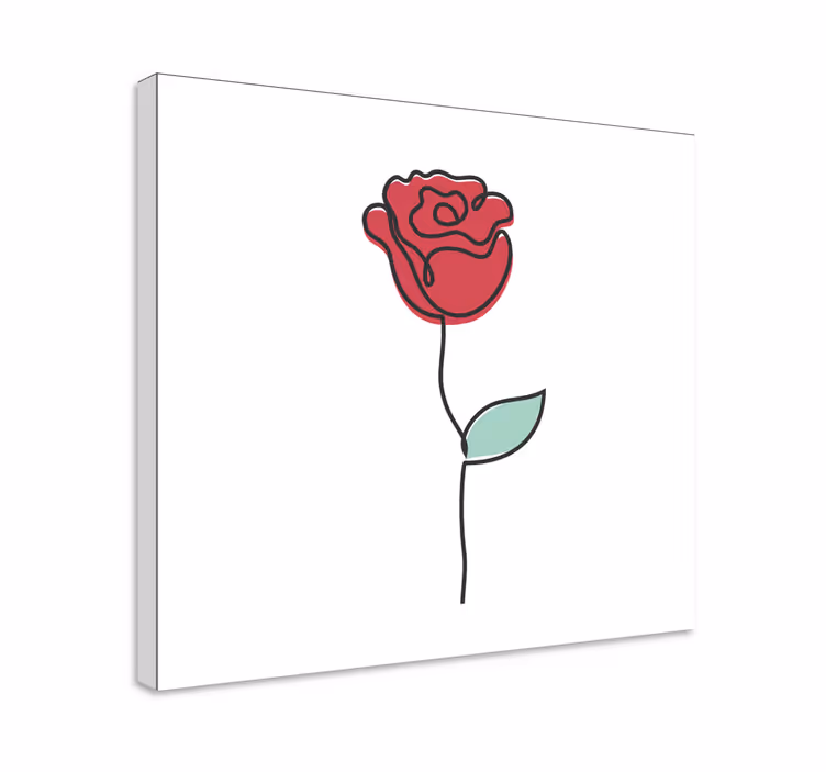 Leinwandbild Blume Süßes rotes rosen-linien-design - TenStickers