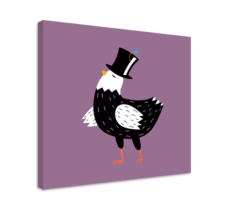 Leinwandbild vogel schicker vogel mit hut - TenStickers