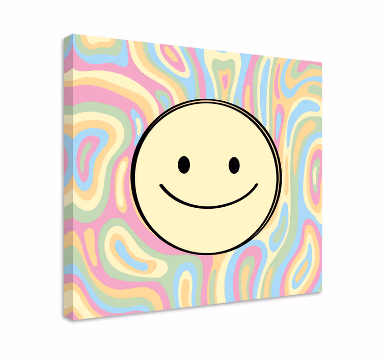 Kunst auf Leinwand Buntes batik-smiley-gesicht - TenStickers