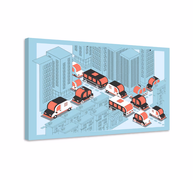 Leinwandbild städtische verkehrsszene - TenStickers