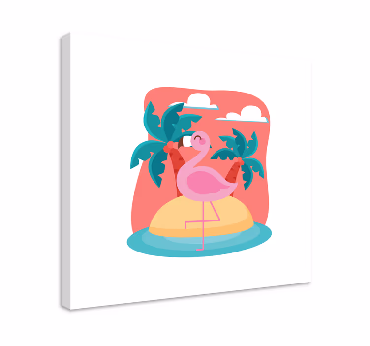 Wandbild tier flamingo auf insel - TenStickers