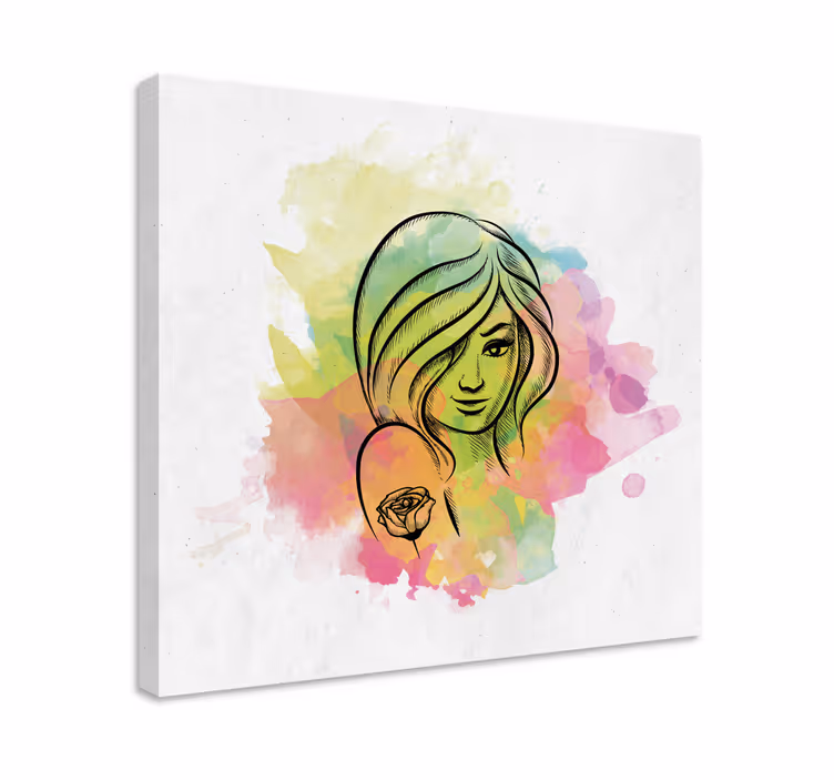 Leinwandbild aquarell weibliches porträt - TenStickers