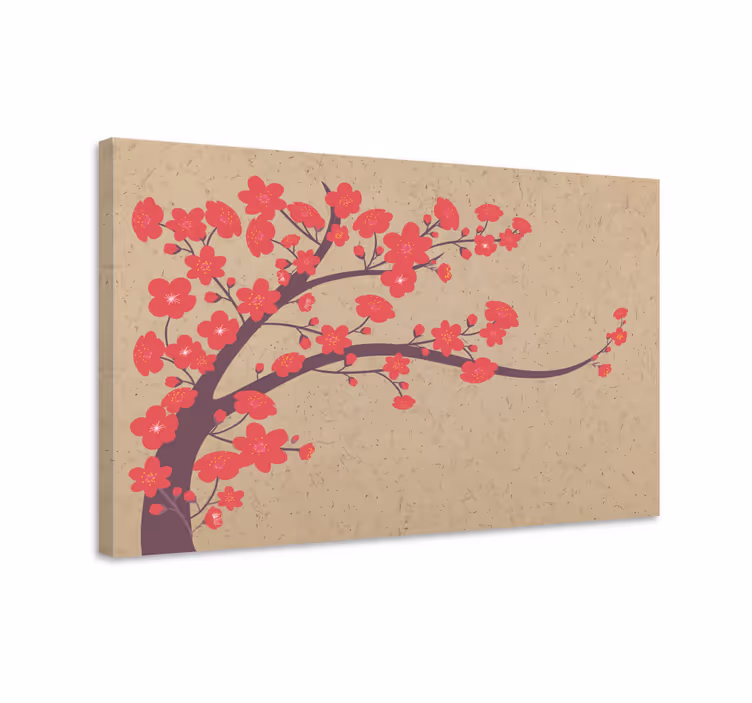 3D Wandbilder Rote blumen mit beigem Hintergrund - TenStickers
