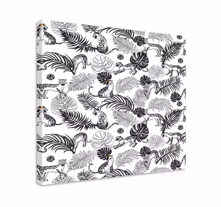 Wandbild tier schwarz-weißer dschungel - TenStickers
