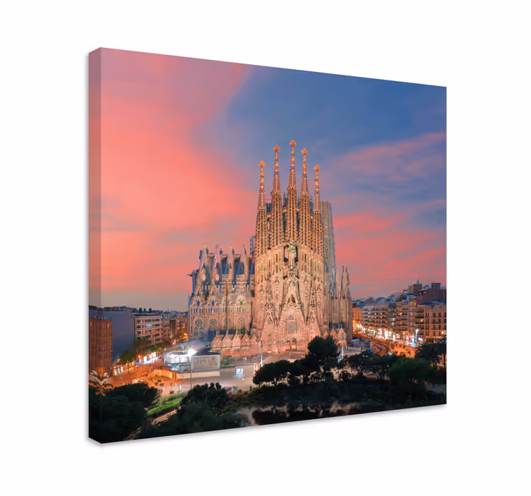 Leinwandbild sagrada familia bei sonnenuntergang - TenStickers