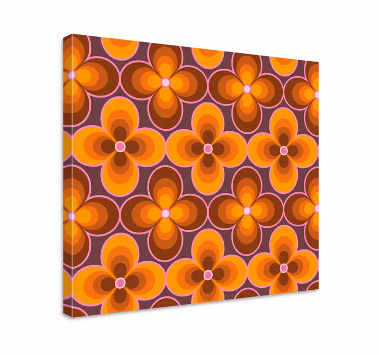 Wandbilder Vintage Blumen retro grooviges Muster - TenStickers
