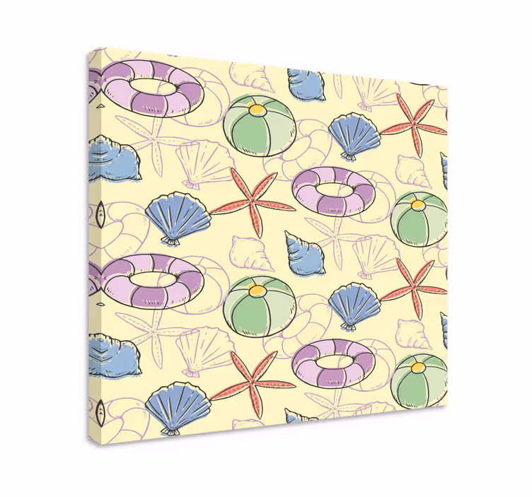 Leinwandbild meer muscheln und rettungsringe - TenStickers