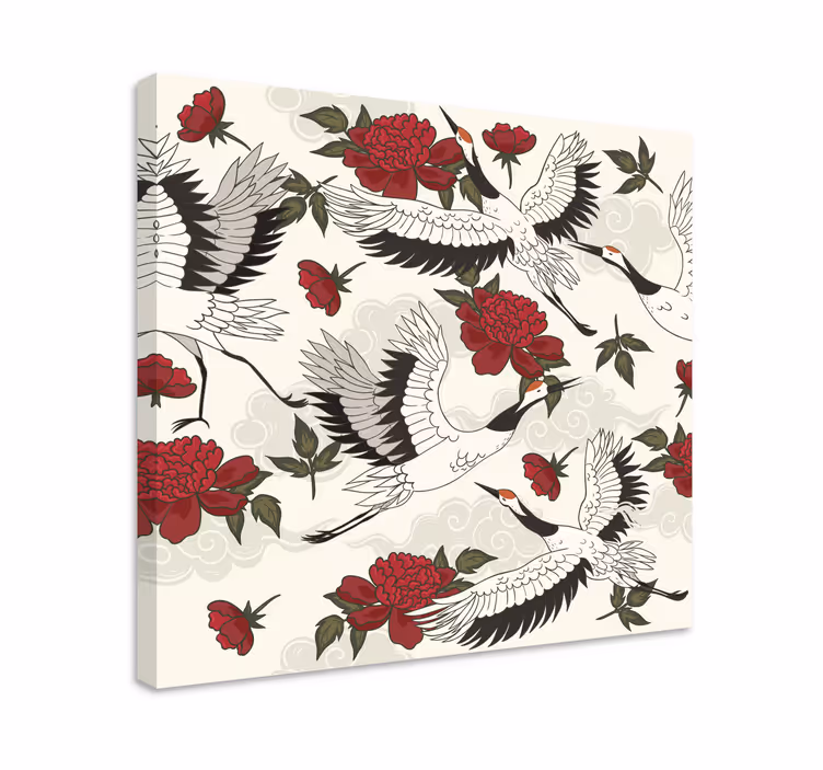Mandala wandbilder mit kranichen und blüten - TenStickers