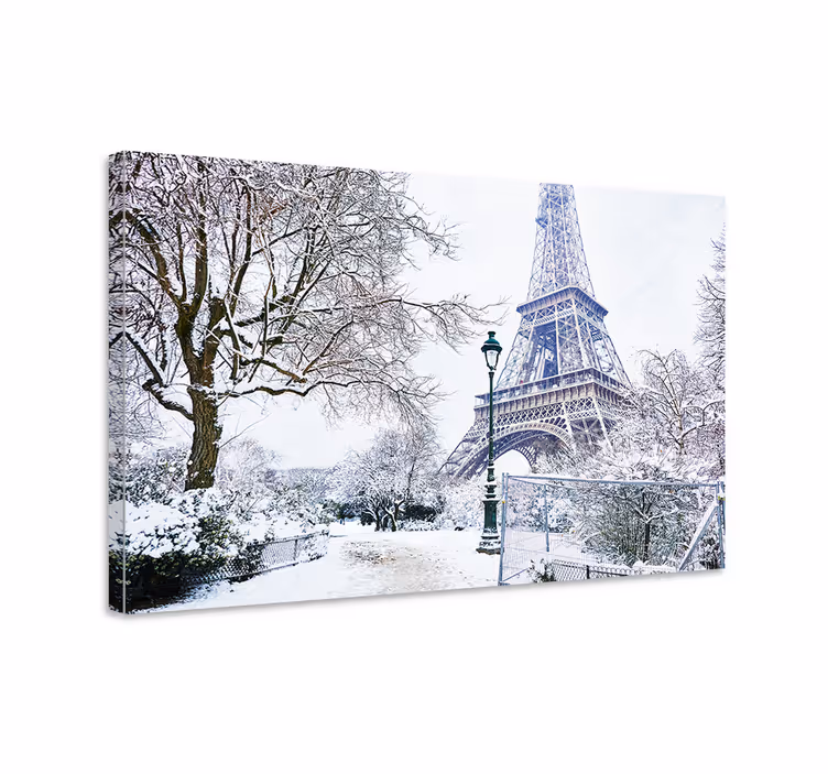 Leinwandbild Verschneiter eiffelturm im winter - TenStickers