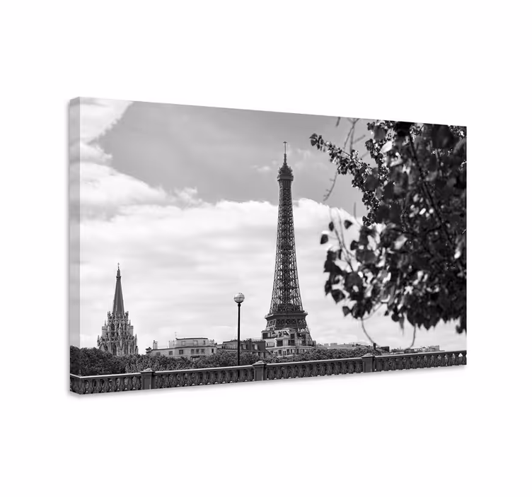 Leinwandbild Schwarz-weißer eiffelturm - TenStickers