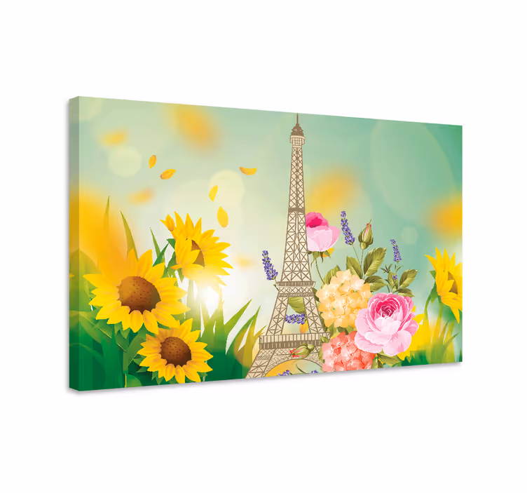 Leinwandbild eiffelturm mit blumen - TenStickers