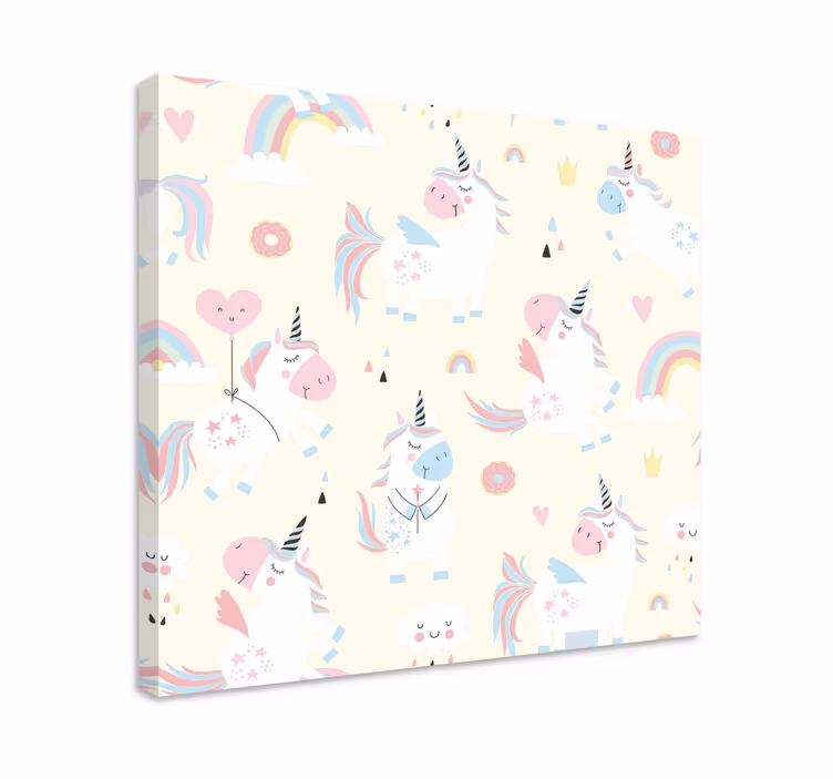 Einhorn wandbild verspielt mit einhörnern muster - TenStickers