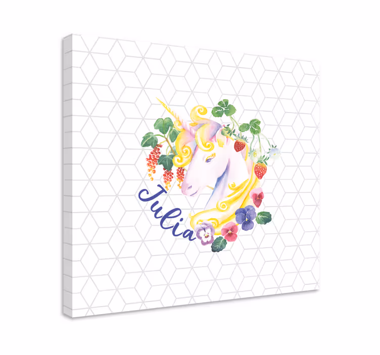 Einhorn wandbild mit floralen arrangements - TenStickers