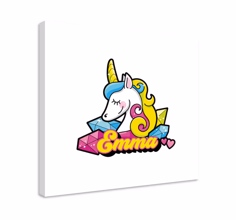Leinwandbild personalisiert Hübsches diamant-einhorn - TenStickers