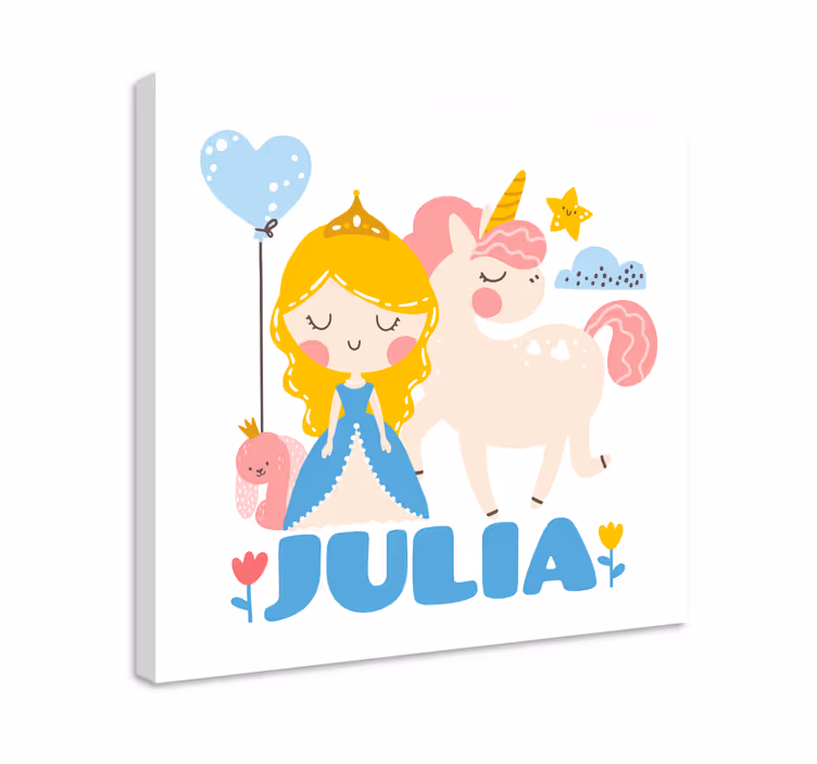 Leinwandbild kinder prinzessin mit einhorn - TenStickers