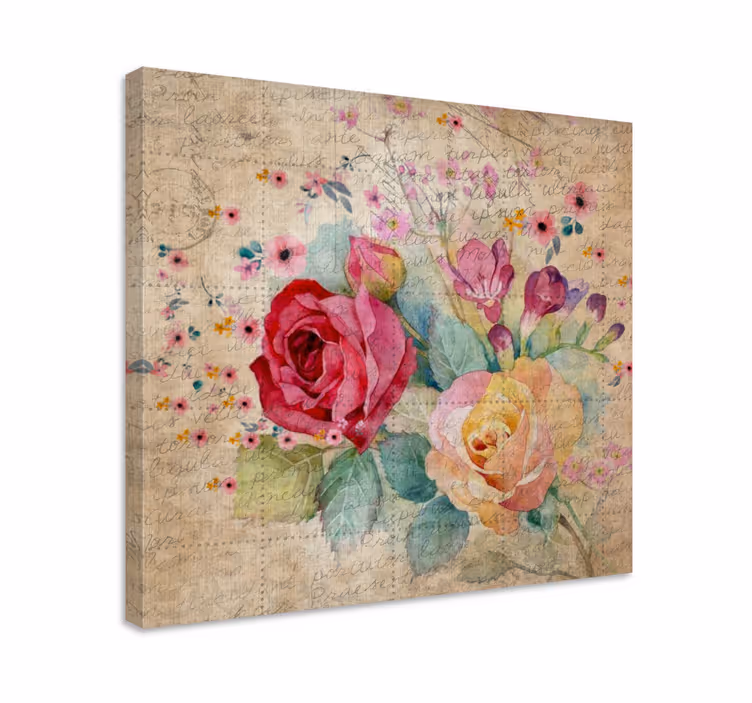 Leinwandbild Blume Mehrfarbige vintage kleine blumen - TenStickers