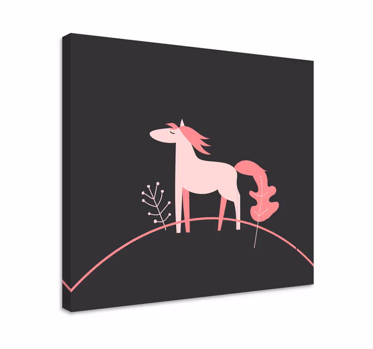 Pferde leinwand im stilvollen rosa design - TenStickers