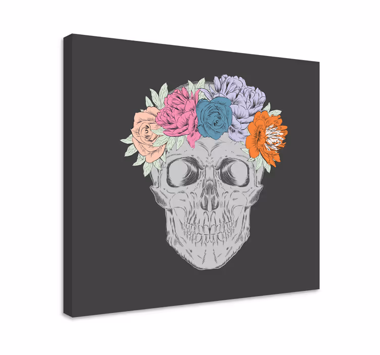 Leinwandbild mit floraler totenkopfgestaltung - TenStickers