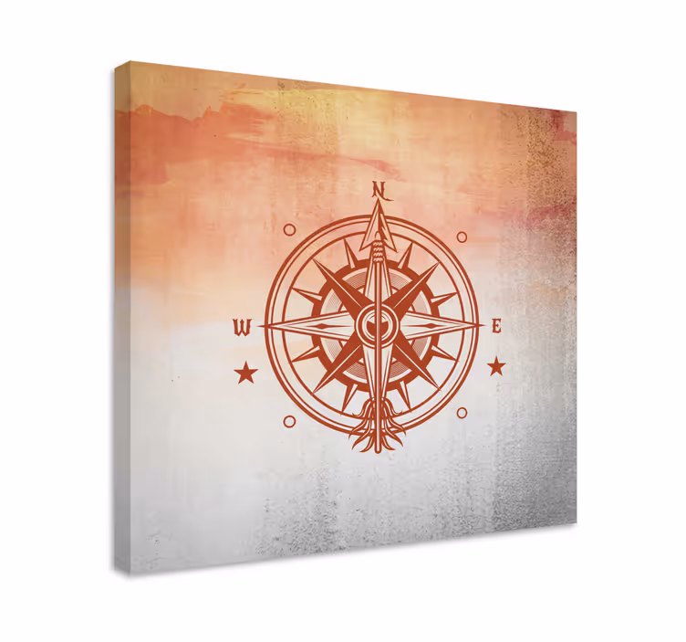 Weltkarte leinwand mit kompassrosen-design - TenStickers