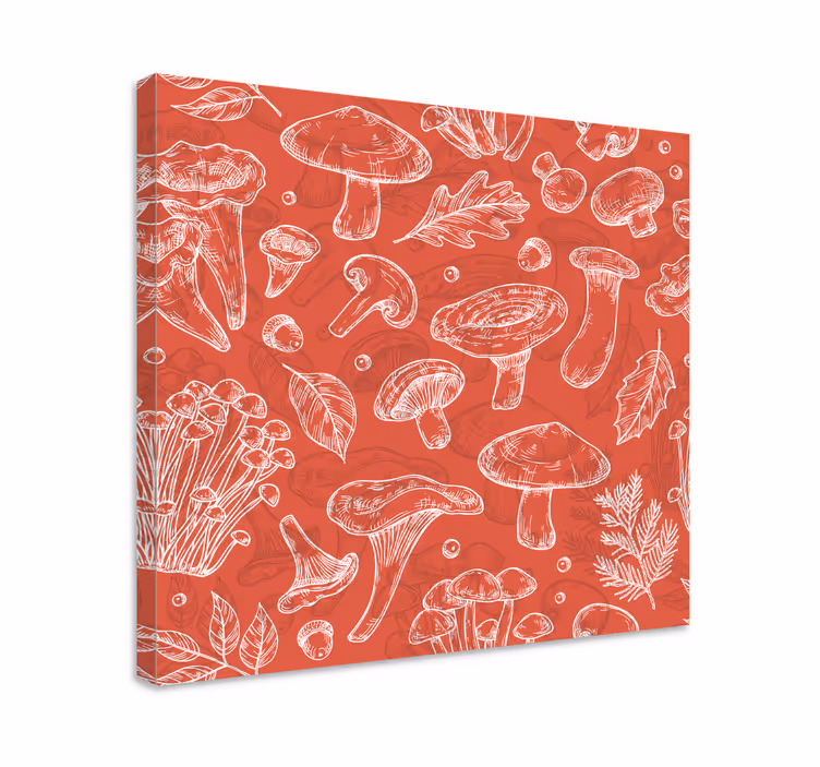 Leinwandbild mit pilz und blatt - TenStickers