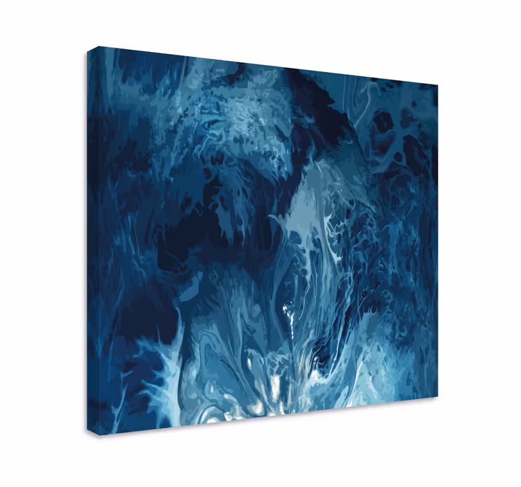 Leinwandbild abstrakt Blaue töne aquarellwellen - TenStickers