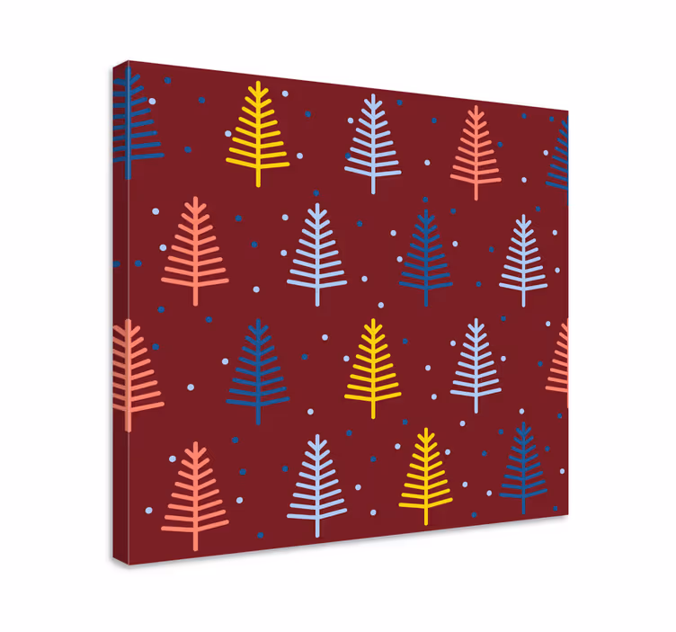 Leinwandbild Weihnachten Handgezeichnetes weihnachtsbaummuster - TenStickers