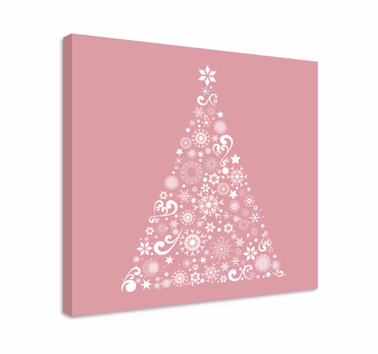 Leinwandbild Weihnachten Festlicher weihnachtsbaum auf rosa - TenStickers