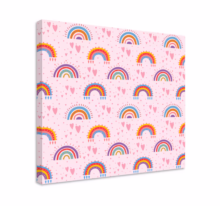 Leinwandbild kinder mit lebendigem regenbogenmotiv - TenStickers