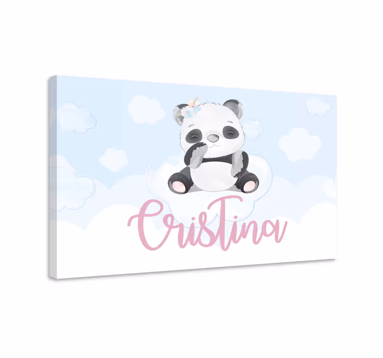 Leinwandbild Süßer Panda  mit Namen - TenStickers