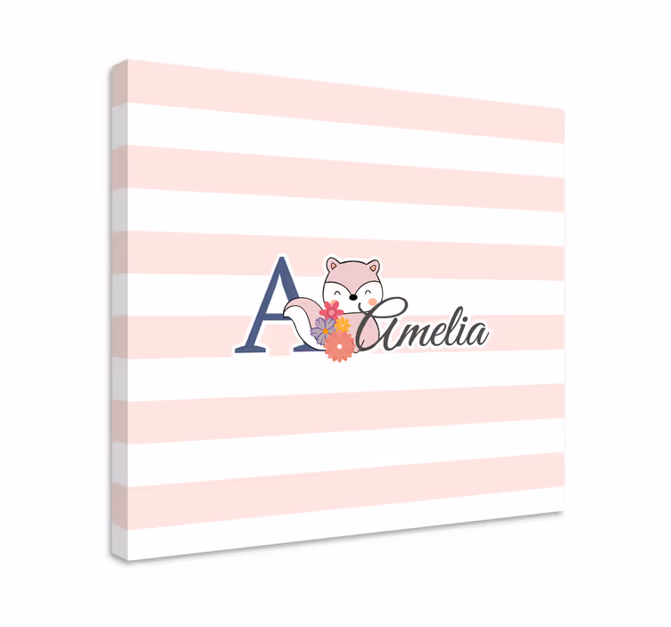 Leinwandbild babys mit niedlicher fuchs-personalisierung - TenStickers