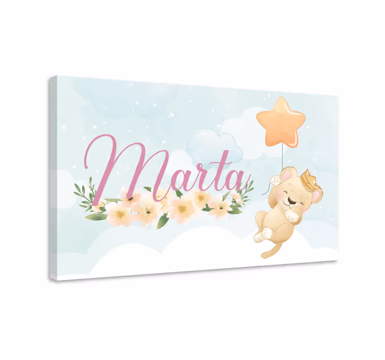 Leinwandbild babys süßer löwe mit ballon - TenStickers