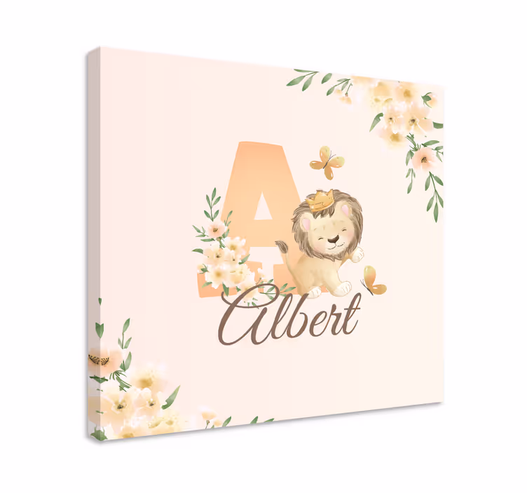 3d leinwandbild süßer löwe und blumen - TenStickers