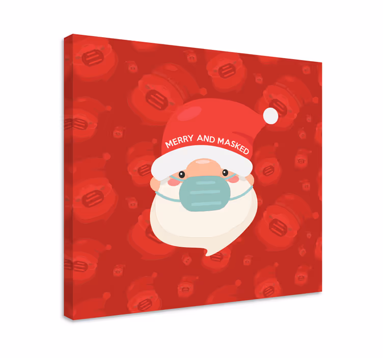 Leinwandbild fröhlicher weihnachtsmann mit maske - TenStickers