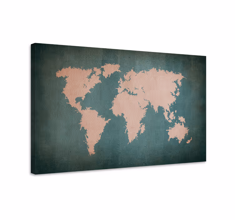Weltkarte leinwand stilisierte weltkarte - TenStickers