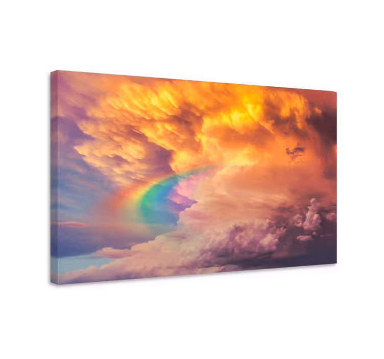 Wandbild Wohnzimmer Nebelhintergrund mit regenbogenleinwand - TenStickers