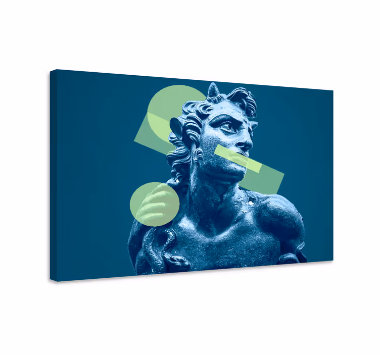 Kunst auf Leinwand Marmorstatue mit grünen formen - TenStickers