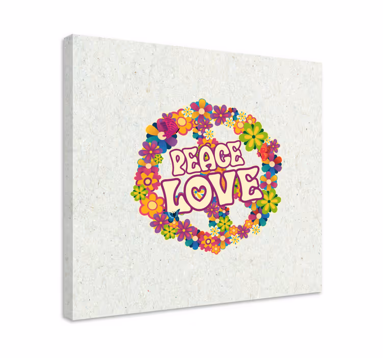Wandbilder Sprüche blumenkrone mit frieden und liebe - TenStickers