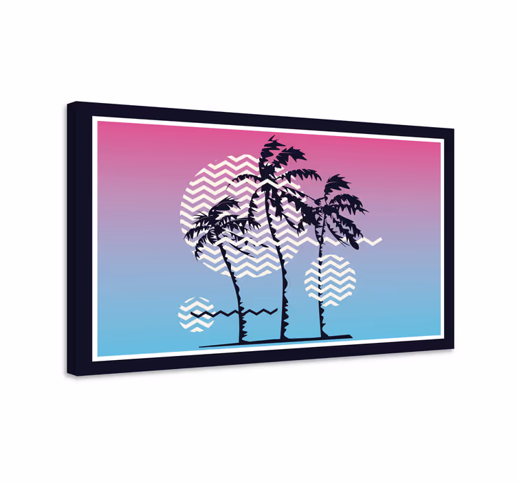 Wandbilder Vintage Retro-sonnenuntergang-palmen - TenStickers