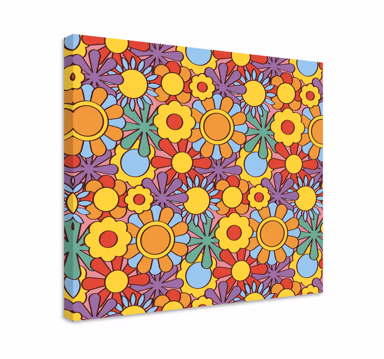 Leinwandbild mit lebhaftem blumenmuster - TenStickers