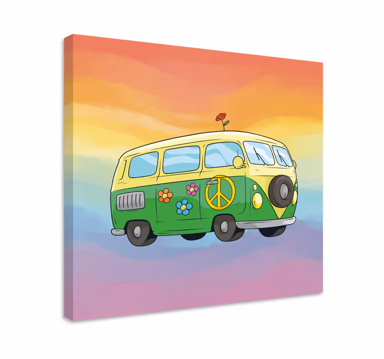 Wandbilder Vintage bunter friedenswagen - TenStickers