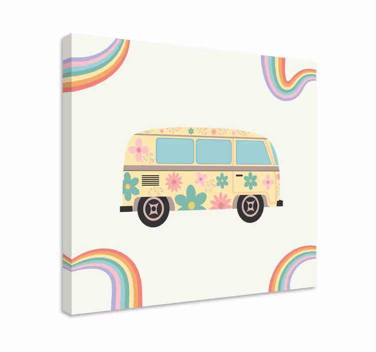 Leinwandbild blumen-retro-van - TenStickers