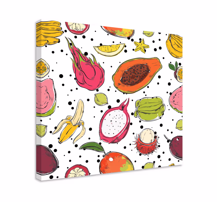 Leinwandbild Küche Skizze farbe exotische früchte - TenStickers