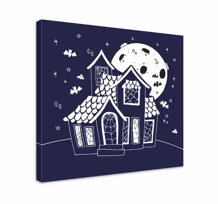 Wandbilder landschaft gespenstisches haus silhouette - TenStickers