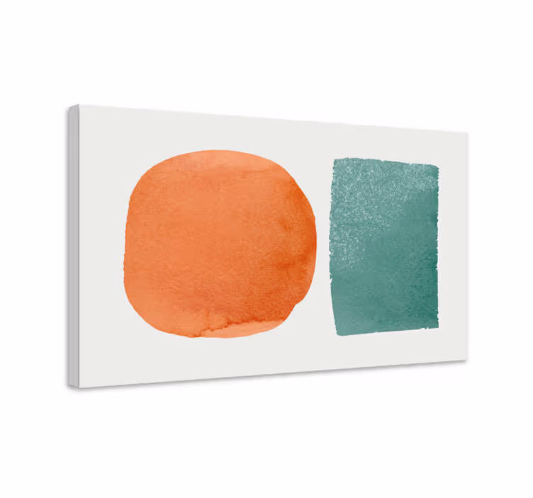 Leinwandbild abstrakt kreisförmige und rechteckige aquarelle - TenStickers