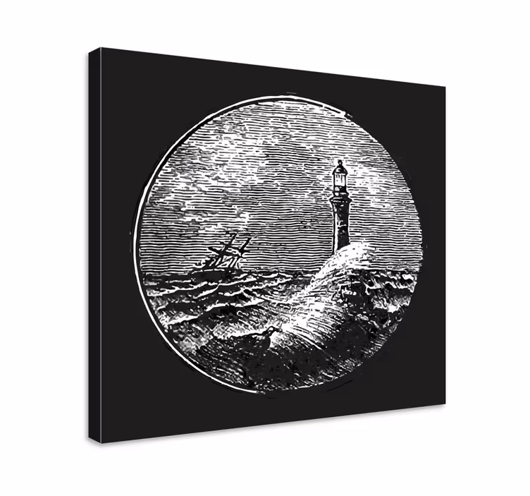 Wandbilder Landschaft leuchtturm inmitten von wellen - TenStickers