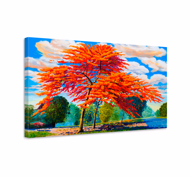 Leinwandbild feuerrote herbstblätter - TenStickers