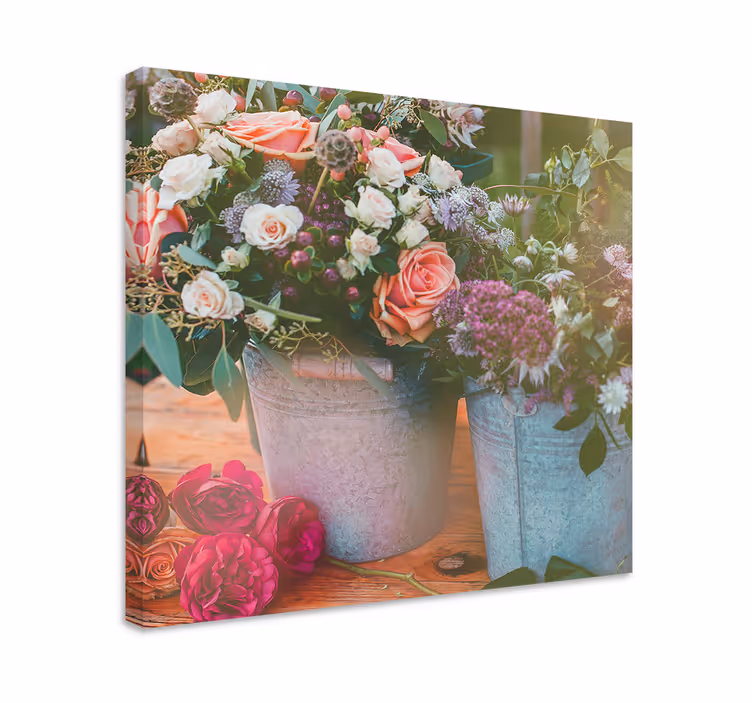 Leinwandbild blumenkorb display - TenStickers