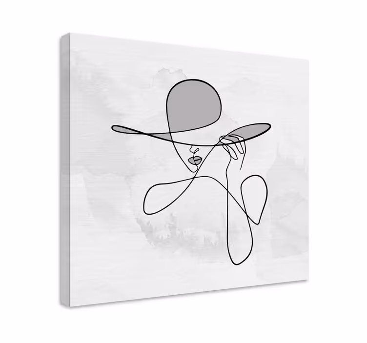 Leinwandbild Diele Minimalistische frau mit hut - TenStickers